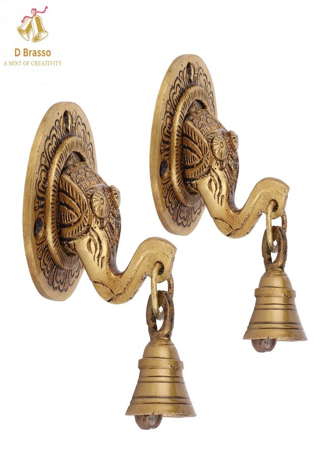 D Brasso Elephant Face Wall & Door Brass Decorative Bell Pair, Elephant Hangings for Decoration (300g Each). - Image 3